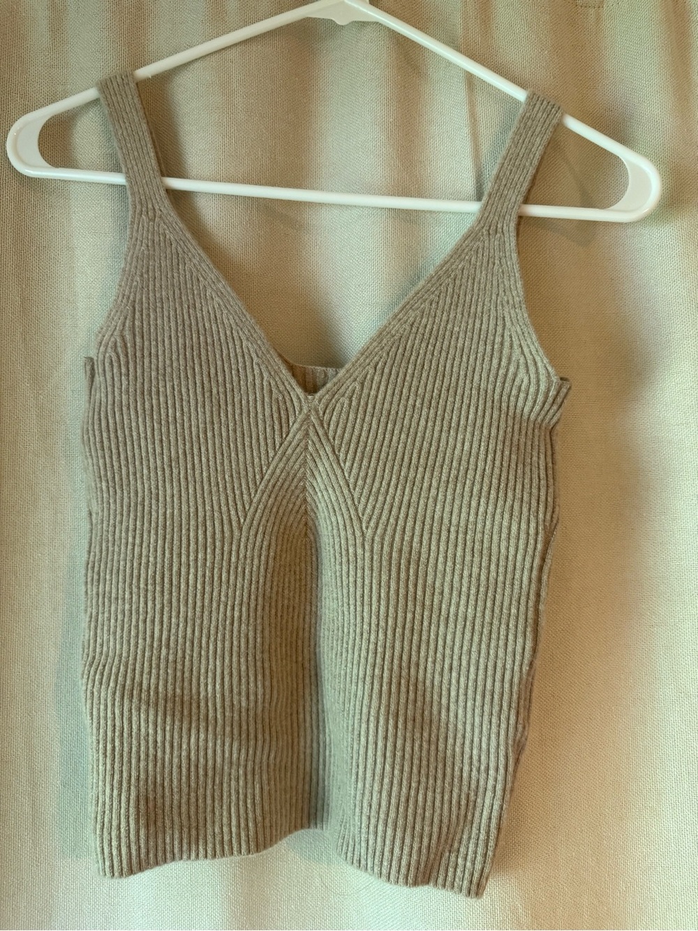 J. Crew cashmere Ribbed V-Neck Tank - Light Olive